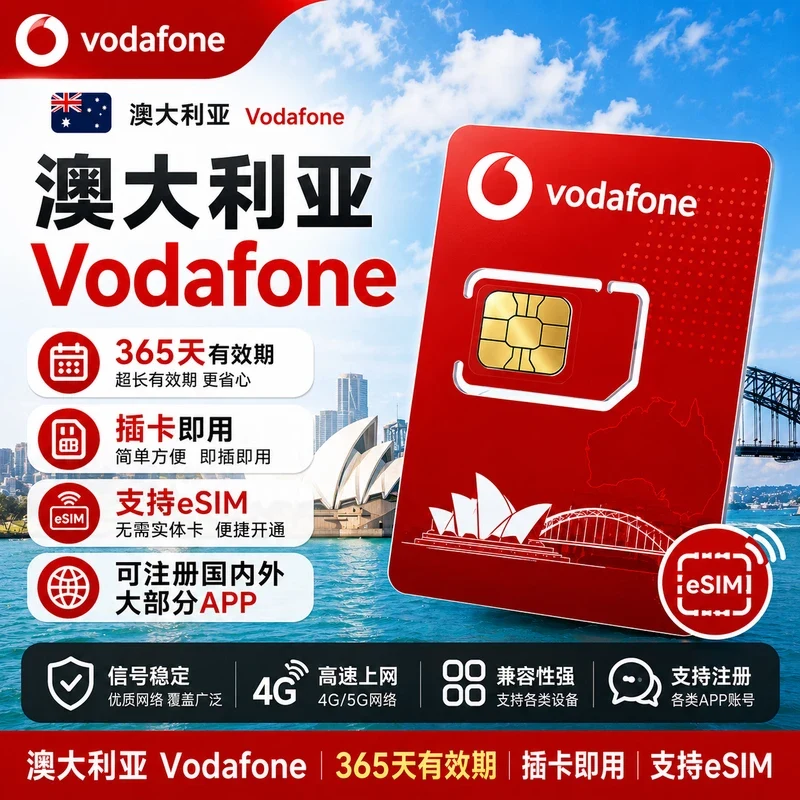 澳大利亚电话卡｜0月租手机卡流量卡｜中国大陆可用｜可注册｜4G｜365天｜实体SIM